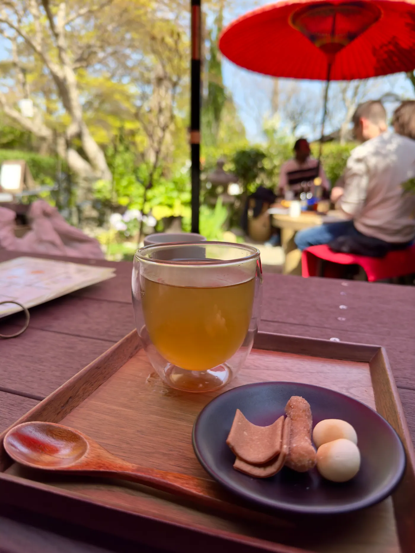 A tea ceremony in a Kyoto garden.